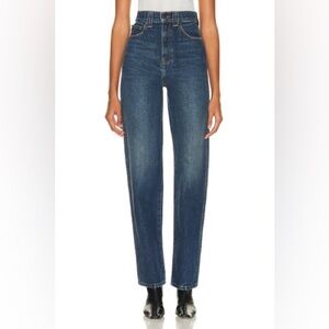 Khaite “Albi” High-Rise Straight Jeans In Med Wash